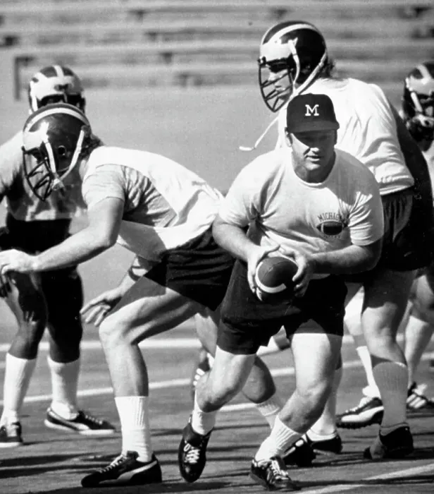 Framed Print : Coach Bo Schembelchler has the Ball Framed Print : Coach Bo Schembelchler has the Ball