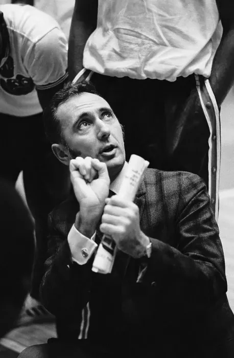 Framed Print : Coach Bob Cousy Taking to Team Framed Print : Coach Bob Cousy Taking to Team