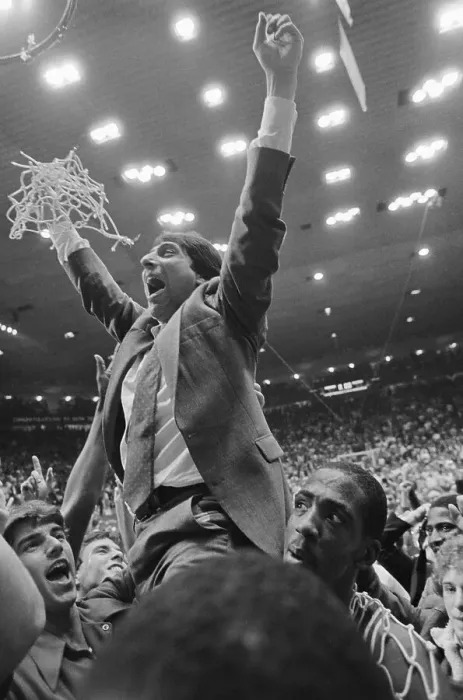 Framed Print : Coach Jim Valvano Being Carried in Air Framed Print : Coach Jim Valvano Being Carried in Air