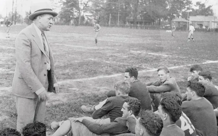 Framed Print : Coach Knute Rockne on Field with Players Framed Print : Coach Knute Rockne on Field with Players