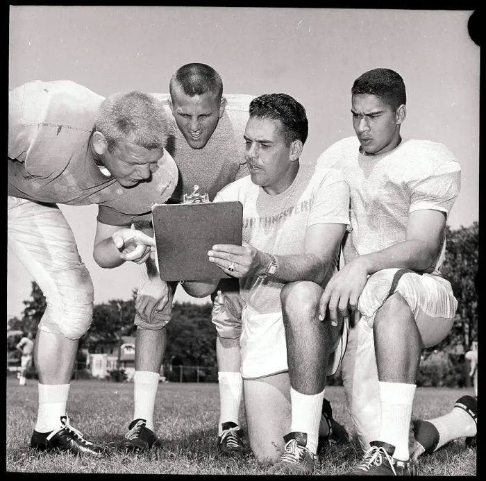 Framed Print : Coach Otto Graham Talking to Players Framed Print : Coach Otto Graham Talking to Players