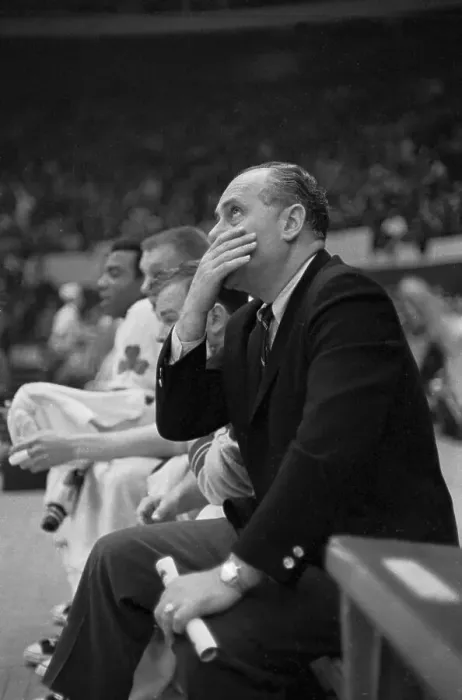 Framed Print : Coach Red Auerbach Covering Mouth with Hand Framed Print : Coach Red Auerbach Covering Mouth with Hand