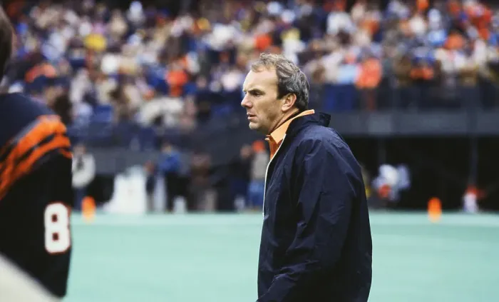 Framed Print : Coach Sam Wyche Anxiously Grimacing During Football Game Framed Print : Coach Sam Wyche Anxiously Grimacing During Football Game