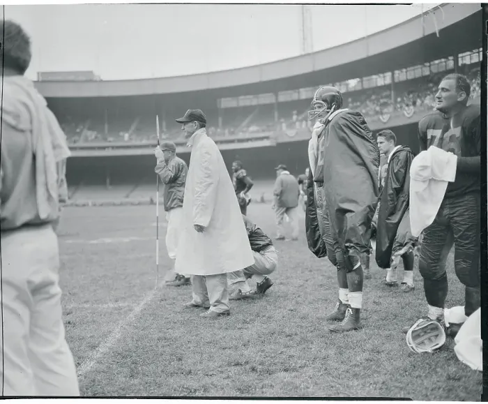 Framed Print : Coach Sammy Baugh Observing Game Framed Print : Coach Sammy Baugh Observing Game