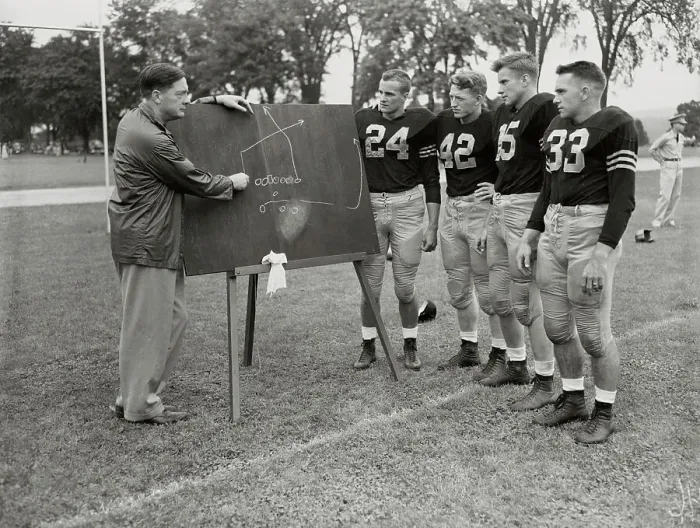Framed Print : Coach Teaching Army Football Team Framed Print : Coach Teaching Army Football Team