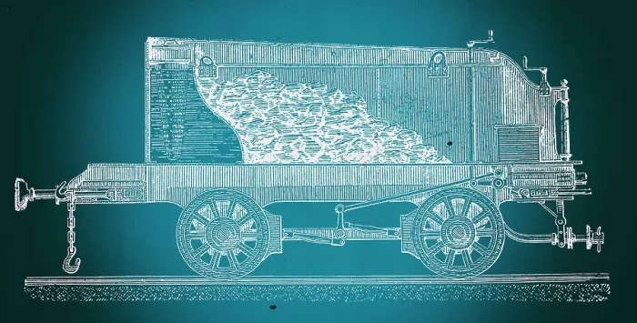 Framed Print : Coal car side cut view blueprint Framed Print : Coal car side cut view blueprint