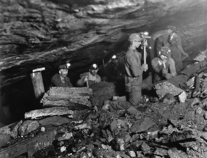 Framed Print : Coal Miners with Lamp Helmets in Mine Framed Print : Coal Miners with Lamp Helmets in Mine