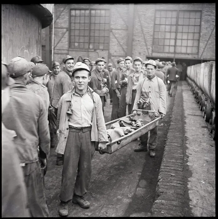 Framed Print : Coal Miners Practicing Safety Drill Framed Print : Coal Miners Practicing Safety Drill