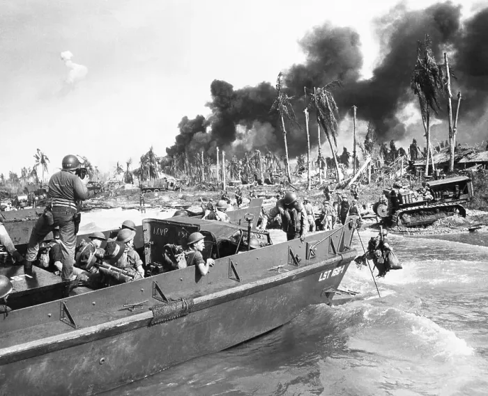 Framed Print : Coast Guard Photographer Photographing Australian Troops Framed Print : Coast Guard Photographer Photographing Australian Troops