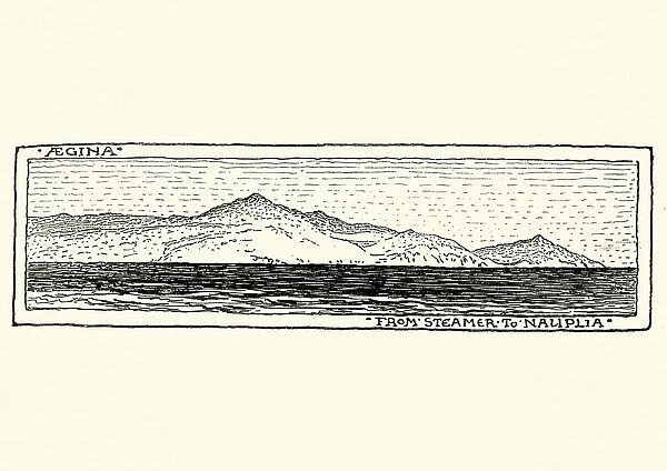 Coastline of Aegina, Saronic Islands of Greece, 19th Century