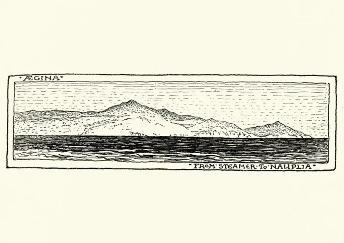 Framed Print : Coastline of Aegina, Saronic Islands of Greece, 19th Century Framed Print : Coastline of Aegina, Saronic Islands of Greece, 19th Century
