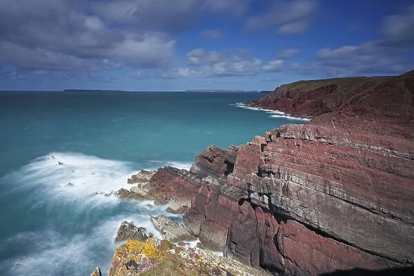 Coastline of St. Annes Head on the Pembrokeshire coastal path in South Wales
