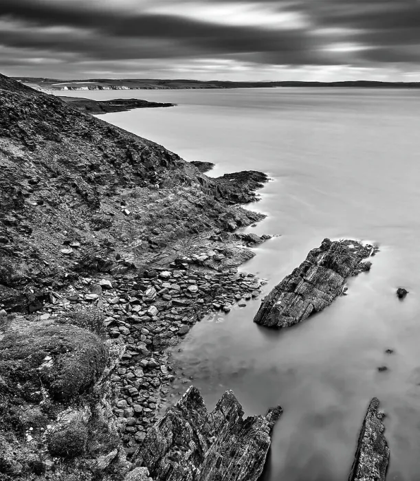 Framed Print : Coasts of Ireland - Old Head in BW Framed Print : Coasts of Ireland - Old Head in BW