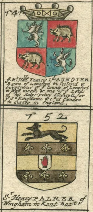 Framed Print : Coat of arms 17th century Aungier and Palmer