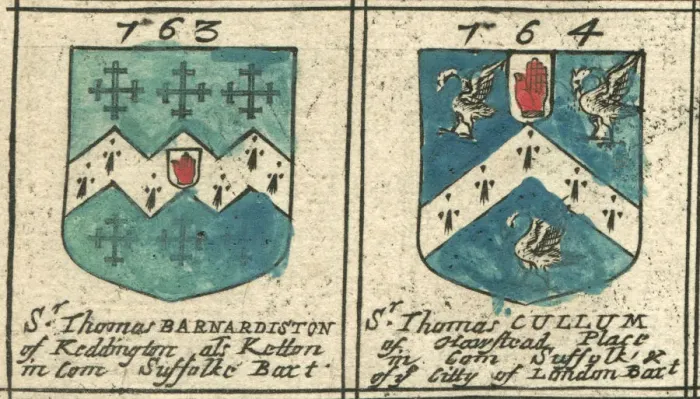 Framed Print : Coat of arms 17th century Barnardiston and Cullum Framed Print : Coat of arms 17th century Barnardiston and Cullum