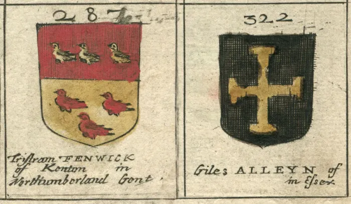 Framed Print : Coat of arms 17th century Fenwick and Alleyn Framed Print : Coat of arms 17th century Fenwick and Alleyn