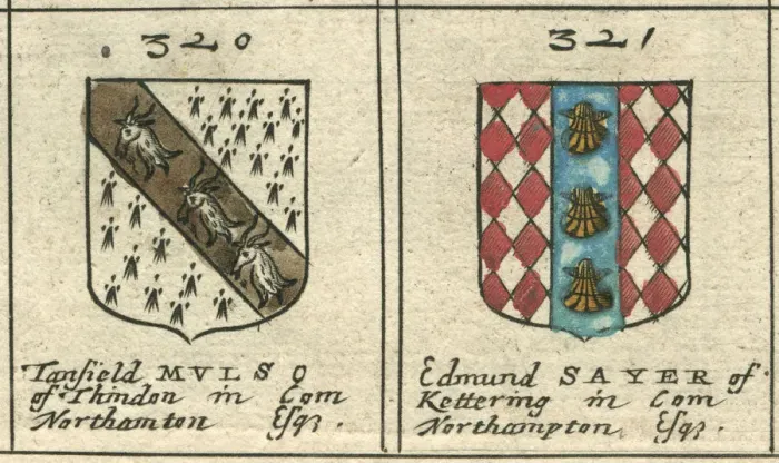 Framed Print : Coat of arms 17th century Mulso and Sayer Framed Print : Coat of arms 17th century Mulso and Sayer