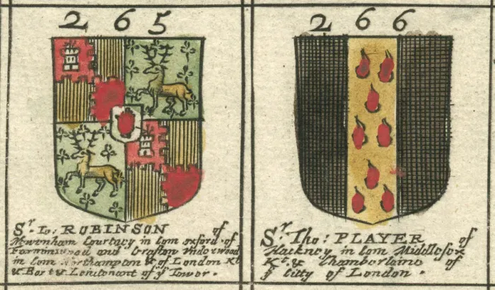 Framed Print : Coat of arms 17th century Robinson and Player Framed Print : Coat of arms 17th century Robinson and Player