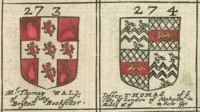 Framed Print : Coat of arms 17th century Wall and Thomas Framed Print : Coat of arms 17th century Wall and Thomas