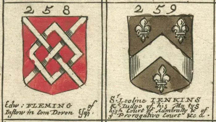Framed Print : Coat of arms copperplate 17th century Fleming and Jenkins Framed Print : Coat of arms copperplate 17th century Fleming and Jenkins