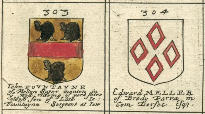 Framed Print : Coat of arms copperplate 17th century Fountayne and Meller