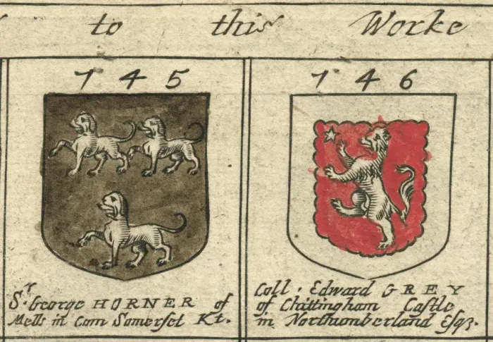 Framed Print : Coat of arms copperplate 17th century Horner and Grey Framed Print : Coat of arms copperplate 17th century Horner and Grey