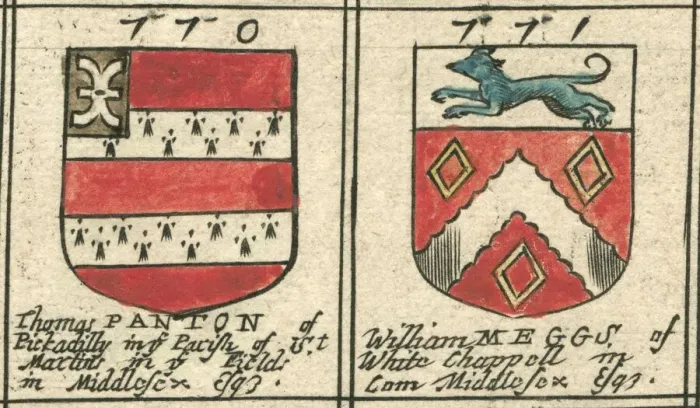 Framed Print : Coat of arms copperplate 17th century Panton and Meggs Framed Print : Coat of arms copperplate 17th century Panton and Meggs