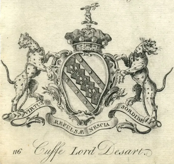 Framed Print : Coat of arms Cuffe Lord Desart 18th century Framed Print : Coat of arms Cuffe Lord Desart 18th century