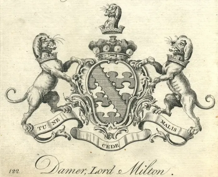 Framed Print : Coat of Arms Damer Lord Milton 18th century Framed Print : Coat of Arms Damer Lord Milton 18th century