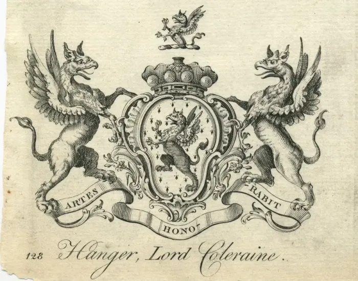 Framed Print : Coat of Arms Hanger Lord Coleraine 18th century Framed Print : Coat of Arms Hanger Lord Coleraine 18th century