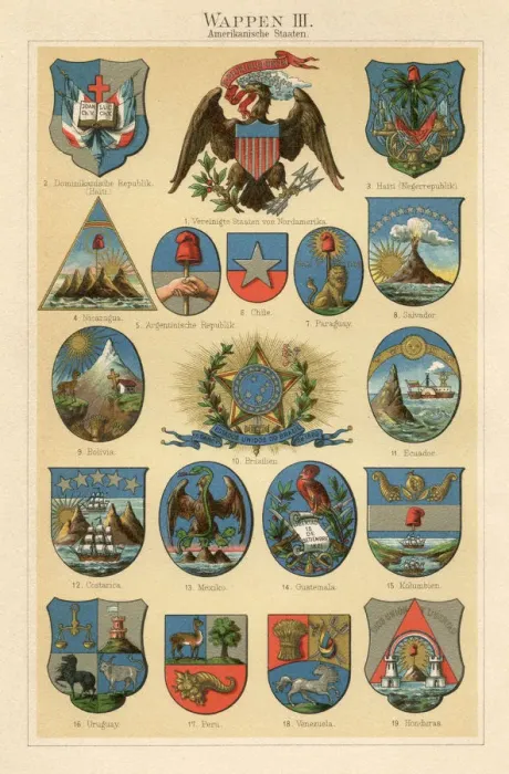 Framed Print : Coat of arms lithograph 1897 Framed Print : Coat of arms lithograph 1897