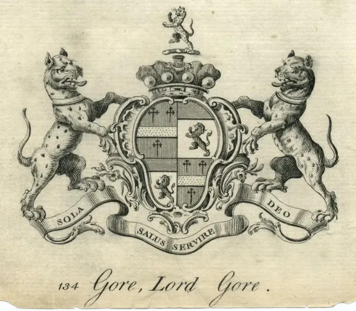Framed Print : Coat of arms Lord Gore 18th century Framed Print : Coat of arms Lord Gore 18th century