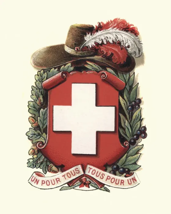 Framed Print : Coat of Arms of Switzerland, 1898 Framed Print : Coat of Arms of Switzerland, 1898