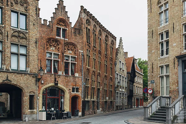Cobbled street in the old town of Bruges, Flanders, Belgium