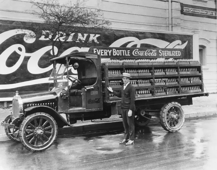 Framed Print : Coca-Cola Delivery Truck and Driver