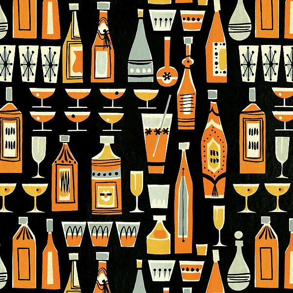 Cocktails and Liquor Bottle Pattern