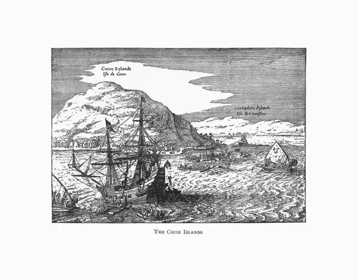 Framed Print : The Cocos Islands Dutch Navigation, Victorian Illustration Framed Print : The Cocos Islands Dutch Navigation, Victorian Illustration
