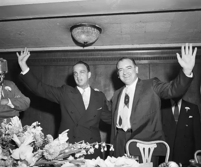 Framed Print : Cohn And Mccarthy Wave To Crowd Framed Print : Cohn And Mccarthy Wave To Crowd