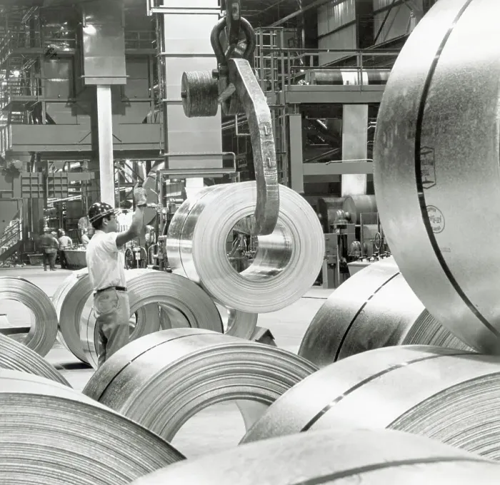 Framed Print : Coil Of Steel Being Raised For Removal Framed Print : Coil Of Steel Being Raised For Removal