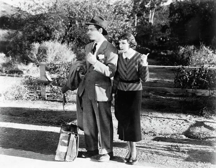 Framed Print : Colbert, Gable Hitchhike In Movie Scene Framed Print : Colbert, Gable Hitchhike In Movie Scene