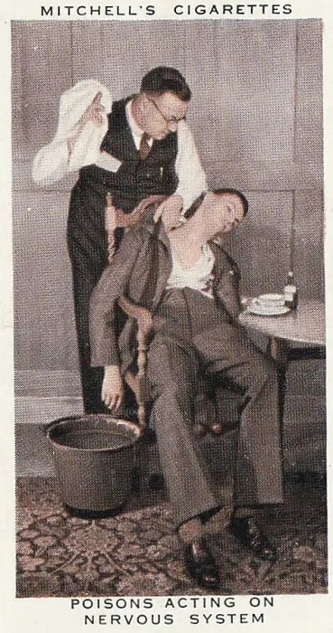 Framed Print : Collectible MitchelPoisons Acting on the Nervous System, First Aid series, collectible Mitchell tobacco card, 1938 Framed Print : Collectible MitchelPoisons Acting on the Nervous System, First Aid series, collectible Mitchell tobacco card, 1938
