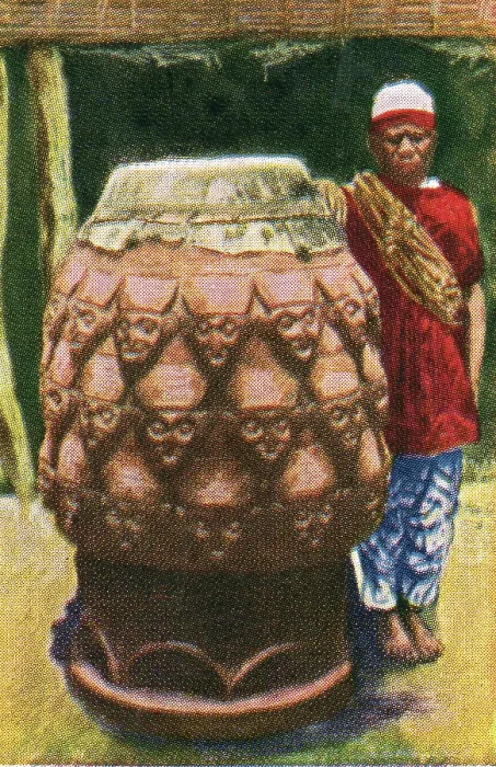 Framed Print : Collectible tobacco card, Palaver Drum and Musician, Cameroon, Sulima Cigarettes, 1927