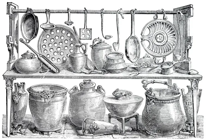 Framed Print : Collection of kitchenware from ancient Pompeii Framed Print : Collection of kitchenware from ancient Pompeii
