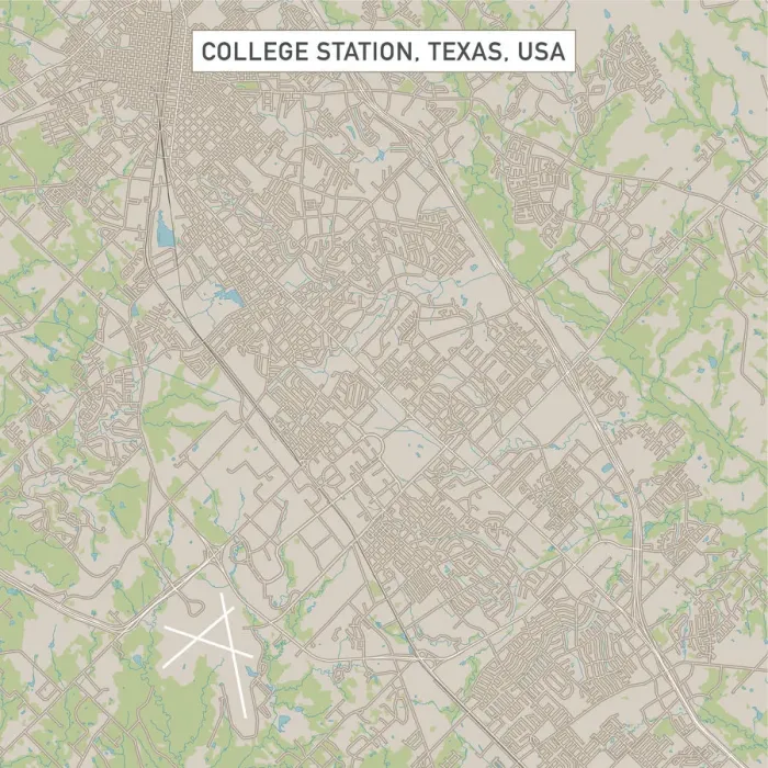 Framed Print : College Station Texas US City Street Map Framed Print : College Station Texas US City Street Map