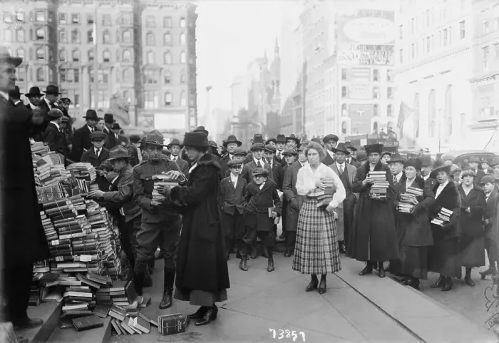 Framed Print : College Students Delivering Books to New York Public Library Framed Print : College Students Delivering Books to New York Public Library