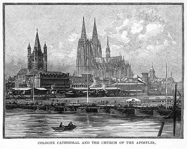 Cologne Cathedral and the Church of the Apostles, Engraving, 1892