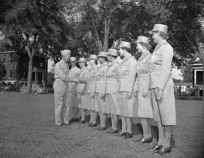 Framed Print : Colonel Don Faith Inspecting Formation of Women Soldiers Framed Print : Colonel Don Faith Inspecting Formation of Women Soldiers