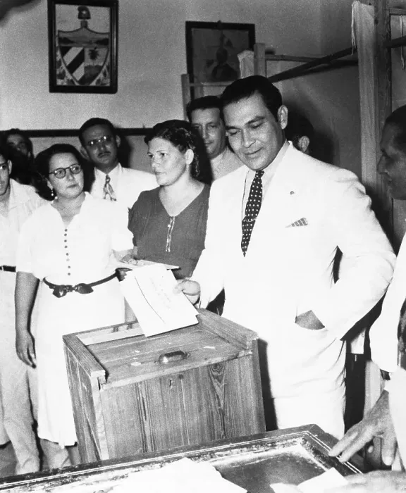 Framed Print : Colonel Fulgencio Batista Voting in Presidential Election Framed Print : Colonel Fulgencio Batista Voting in Presidential Election