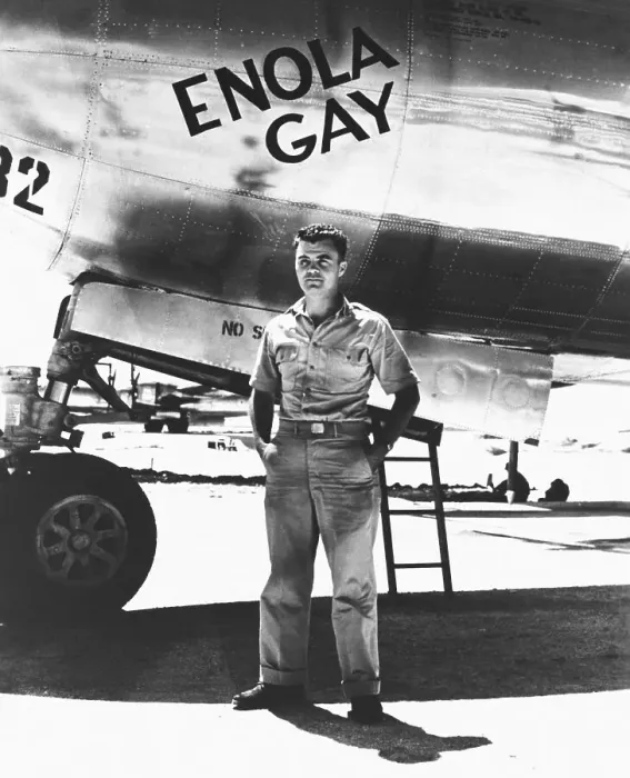 Framed Print : Colonel P.W. Tibbets Standing in Front of Enola Gay Framed Print : Colonel P.W. Tibbets Standing in Front of Enola Gay