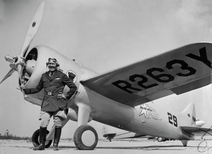 Framed Print : Colonel Roscoe Turner with Airplane Framed Print : Colonel Roscoe Turner with Airplane